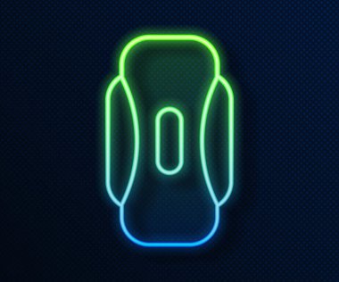 Parlayan neon hattı adet dönemi ve hijyenik peçete ikonu mavi arka planda izole edilmiş. Kadın hijyen ürünleri. Vektör İllüstrasyonu.