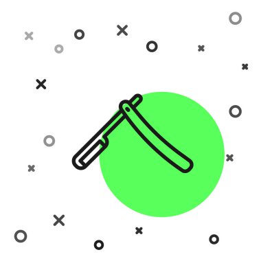 Beyaz arkaplanda siyah çizgili bir ustura simgesi var. Berber dükkanı sembolü. Vektör İllüstrasyonu.