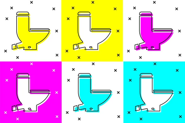 Set Icône Bol Toilette Isolé Sur Fond Couleur Illustration Vectorielle — Image vectorielle