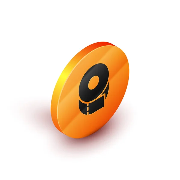 Isometrische Toilettenpapierrolle Symbol Isoliert Auf Weißem Hintergrund Orangefarbener Kreis Vektorillustration — Stockvektor