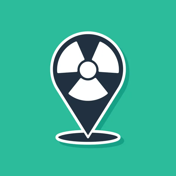 Blue Radioactive Umístění Ikony Izolované Zeleném Pozadí Radioaktivní Toxický Symbol — Stockový vektor