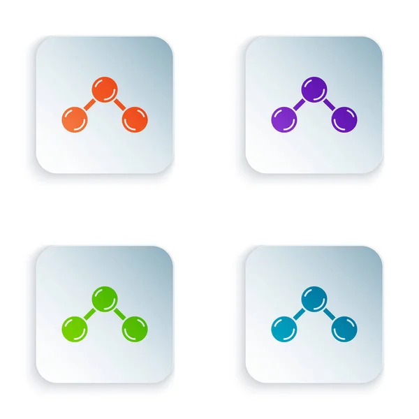 Цвет Иконки Молекулы Изолированы Белом Фоне Структура Молекул Химии Преподаватели — стоковый вектор
