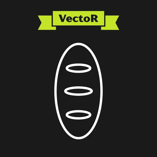 Weiße Linie Brotlaib Symbol Isoliert Auf Schwarzem Hintergrund Vektor — Stockvektor