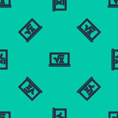 Tahta simge üzerindeki mavi çizgi kare kök x sembolü yeşil arkaplanda izole edilmiş pürüzsüz desen. Matematiksel ifade. Vektör.