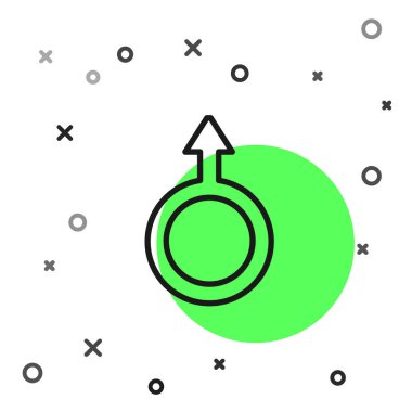 Siyah çizgi erkek cinsiyet sembolü beyaz arkaplanda izole edilmiş. Vektör.