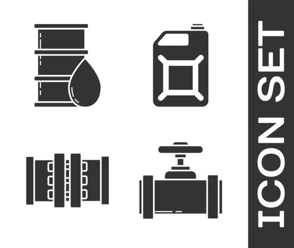 Conjunto Tuberías Válvulas Metálicas Industria Aceite Barril Tuberías Válvulas Metálicas — Archivo Imágenes Vectoriales