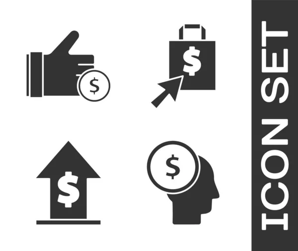 Définir Esprit Planification Homme Affaires Main Tenant Pièce Croissance Financière — Image vectorielle