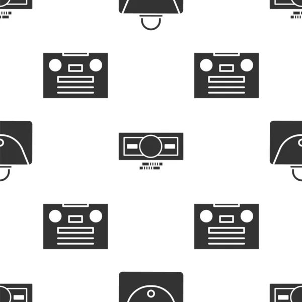 Briefcase Stacks Paper Money Retro Audio Tape Seamless Pattern Vector — 스톡 벡터