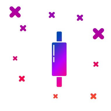 Beyaz arkaplanda renkli yuvarlanan pin simgesi izole edildi. Kademeli rastgele dinamik şekiller. Vektör.