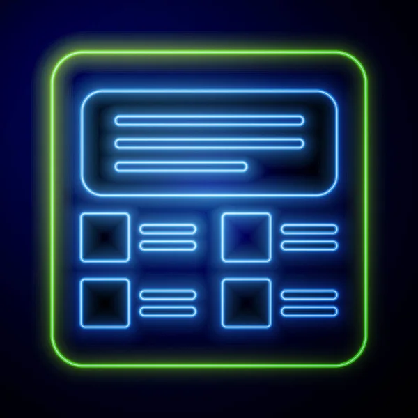 Zářící Neon Online Kvíz Test Průzkum Nebo Kontrolní Seznam Ikony — Stockový vektor