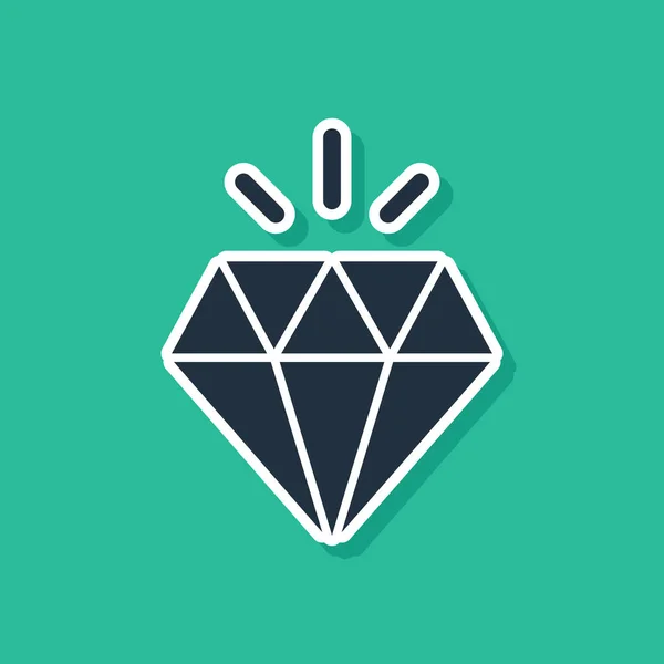 Blue Diamond Symbol Isoliert Auf Grünem Hintergrund Schmuck Symbol Edelstein — Stockvektor