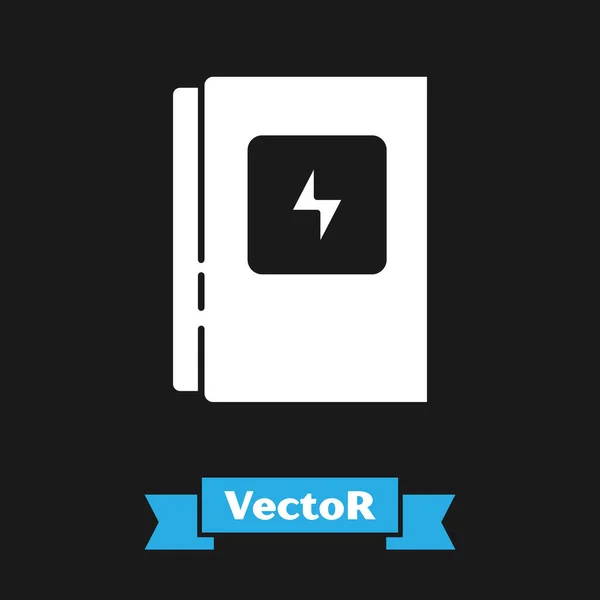 Icono Del Panel Eléctrico Blanco Aislado Sobre Fondo Negro Vector — Archivo Imágenes Vectoriales