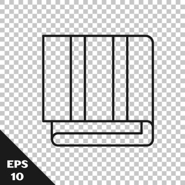 Siyah çizgi havlu yığını simgesi şeffaf arkaplanda izole edildi. Vektör İllüstrasyonu.