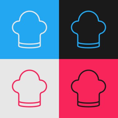 Pop Art Line Chef şapka simgesi renk arkaplanında izole edildi. Aşçılık sembolü. Aşçı şapkası. Vektör.