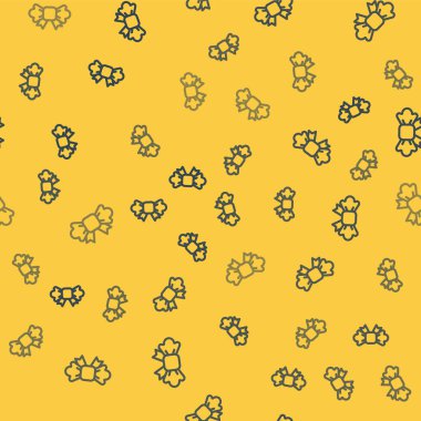 Mavi çizgi papyon ikonu sarı arkaplanda izole edilmiş pürüzsüz desen. Vektör.