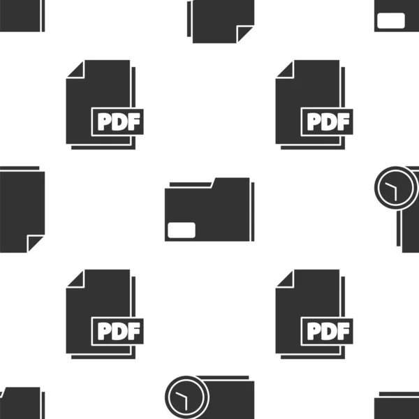 在无缝模式上设置带有时钟 文档文件夹和Pdf文件的文档 — 图库矢量图片