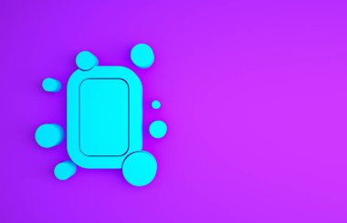 Mor arkaplanda izole edilmiş mavi sabun simgesi. Köpüklü sabun çubuğu. Minimalizm kavramı. 3d illüstrasyon 3B canlandırma