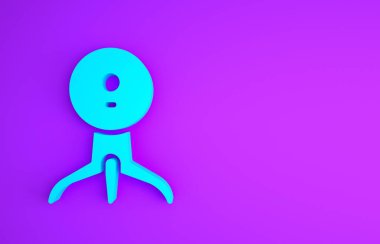 Mavi Web kamera simgesi mor arkaplanda izole edildi. Sohbet kamerası. Web kamerası simgesi. Minimalizm kavramı. 3d illüstrasyon 3B canlandırma