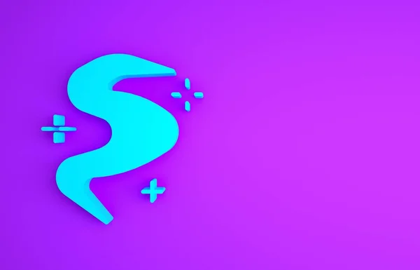 Niebieska Magiczna mgła lub ikona dymu odizolowana na fioletowym tle. Koncepcja minimalizmu. Ilustracja 3D 3D renderowania — Zdjęcie stockowe