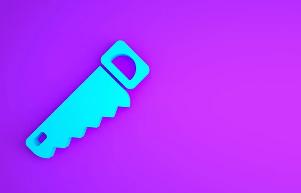 Значок Синей Руки изолирован на фиолетовом фоне. Концепция минимализма. 3D-рендеринг — стоковое фото