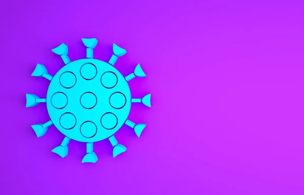 Blue Virus ikonen isolerad på lila bakgrund. Coronavirus 2019-nCoV. Bakterier och bakterier, cellcancer, mikrob, svampar. Minimalistiskt koncept. 3D-återgivning för 3D — Stockfoto