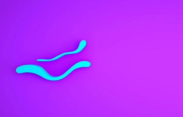 Ícone da doença do vírus Ebola azul isolado em fundo roxo. Conceito de minimalismo. 3D ilustração 3D render — Fotografia de Stock