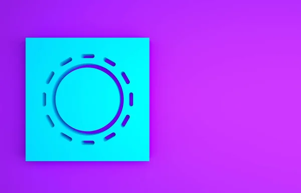 パッケージの青コンドーム紫色の背景に隔離された安全なセックスアイコン。安全な愛のシンボル。男性のための避妊法.最小限の概念。3Dイラスト3Dレンダリング — ストック写真