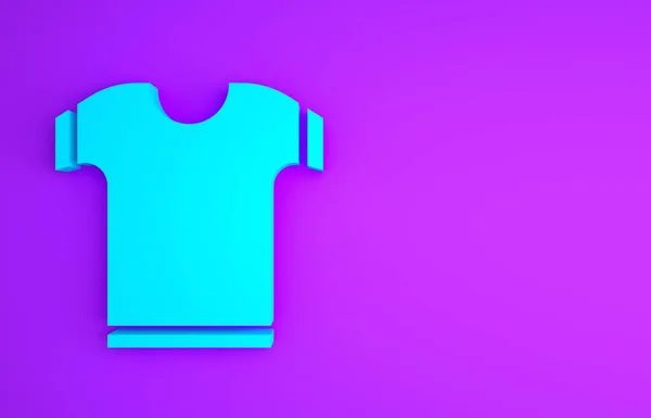 Niebieska ikona koszulki odizolowana na fioletowym tle. Koncepcja minimalizmu. Ilustracja 3D 3D renderowania — Zdjęcie stockowe