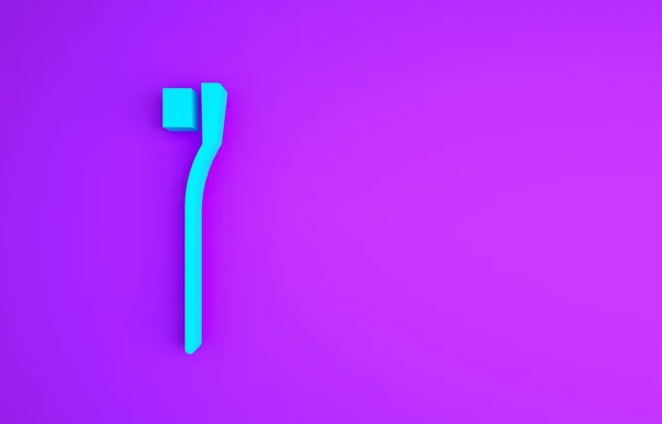 Blauwe tandenborstel pictogram geïsoleerd op paarse achtergrond. Minimalisme concept. 3d illustratie 3D renderen — Stockfoto