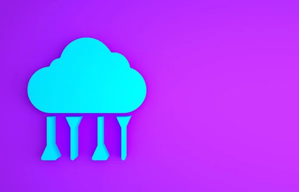 Blue Network Cloud Connection Symbol isoliert auf violettem Hintergrund. Soziale Technologie. Cloud Computing Konzept. Minimalismus-Konzept. 3D Illustration 3D Renderer — Stockfoto