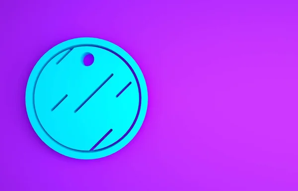Icono de tabla de cortar azul aislado sobre fondo púrpura. Símbolo de tabla de cortar. Concepto minimalista. 3D ilustración 3D render — Foto de Stock