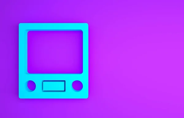 Niebieska ikona wagi elektronicznej izolowana na fioletowym tle. Urządzenia do pomiaru wagi. Koncepcja minimalizmu. Ilustracja 3D 3D renderowania — Zdjęcie stockowe