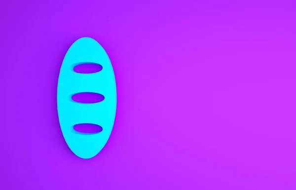 紫色の背景に青いパンのローフアイコン。最小限の概念。3Dイラスト3Dレンダリング — ストック写真