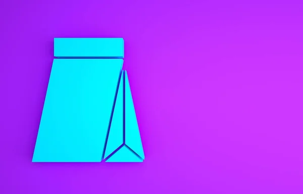 Saco azul de grãos de café ícone isolado no fundo roxo. Conceito de minimalismo. 3D ilustração 3D render — Fotografia de Stock