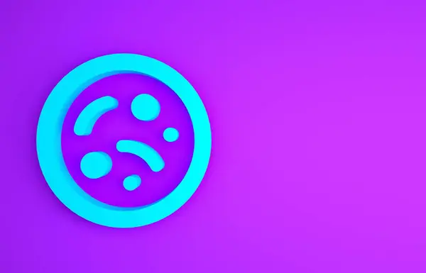 Icono de Bacteria Azul aislado sobre fondo púrpura. Bacterias y gérmenes, microorganismos causantes de enfermedades, cáncer de células, microbios, virus, hongos. Concepto minimalista. 3D ilustración 3D render —  Fotos de Stock