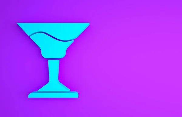 Ikona modrého koktejlu izolovaná na fialovém pozadí. Minimalismus. 3D ilustrace 3D vykreslení — Stock fotografie