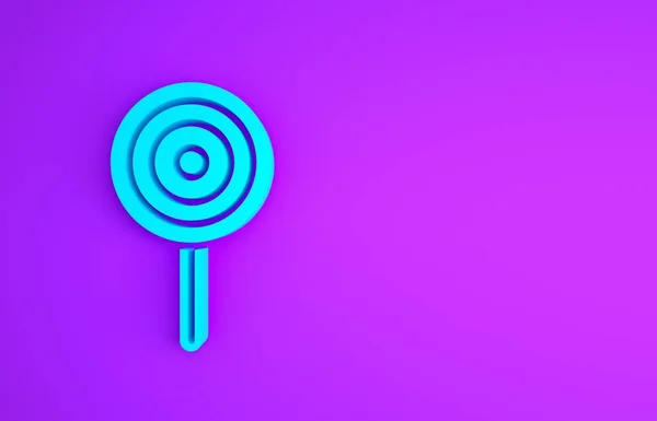 Ікона Blue Lollipop ізольована на фіолетовому фоні. Підпис цукерки. Їжа, смачний символ. Концепція мінімалізму. 3D-рендеринг — стокове фото