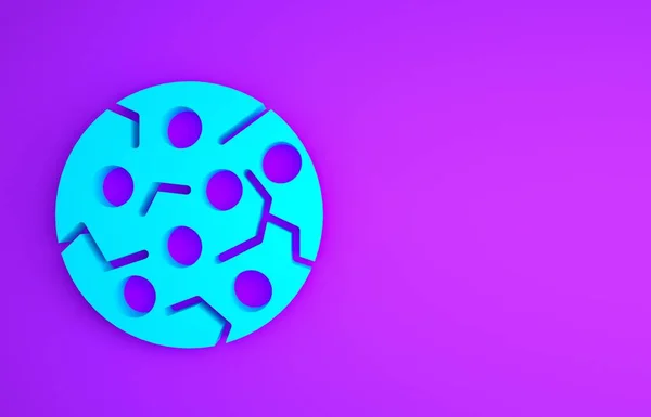 Μπλε Cookie ή μπισκότο με σοκολατένιο εικονίδιο που απομονώνεται σε μωβ φόντο. Μινιμαλιστική έννοια. 3d απεικόνιση 3D καθιστούν — Φωτογραφία Αρχείου