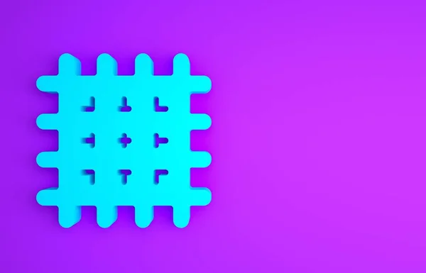 Ikona sušenky Blue Cracker izolované na fialovém pozadí. Super sušenka. Minimalismus. 3D ilustrace 3D vykreslení — Stock fotografie