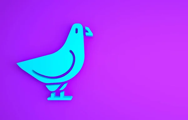 Ikona Blue Dove odizolowana na fioletowym tle. Koncepcja minimalizmu. Ilustracja 3D 3D renderowania — Zdjęcie stockowe