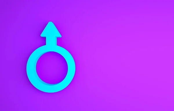Modrý muž symbol pohlaví ikona izolované na fialovém pozadí. Minimalismus. 3D ilustrace 3D vykreslení — Stock fotografie