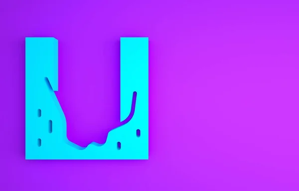 Blauer Friedhof grub Grabloch Symbol isoliert auf violettem Hintergrund. Minimalismus-Konzept. 3D Illustration 3D Renderer — Stockfoto
