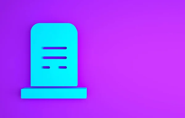 Голубая могила с томиком на фиолетовом фоне. Концепция минимализма. 3D-рендеринг — стоковое фото