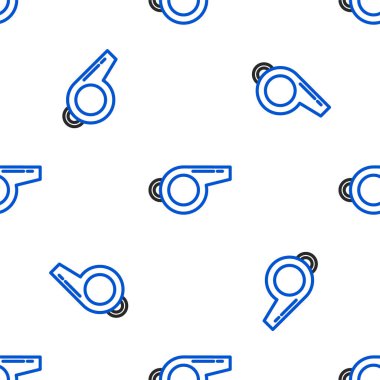 Line Whistle simgesi beyaz arkaplanda izole edilmiş kusursuz desen. Hakem sembolü. Spor ve spor burcu. Renkli taslak konsepti. Vektör.