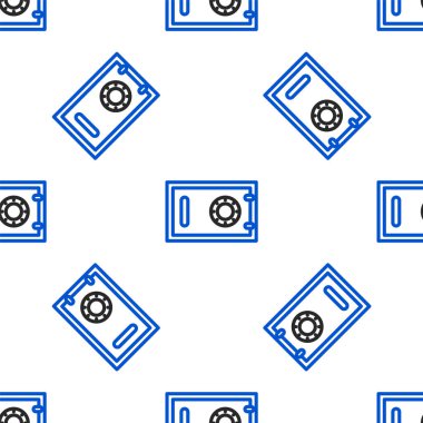 Hat Güvenli simgesi beyaz arkaplanda izole edilmiş kusursuz desen. Kapı, şifreli bir banka kasası. Güvenilir Veri Koruma. Renkli taslak konsepti. Vektör.