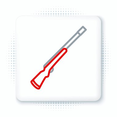 Beyaz arka planda çizgi av silahı simgesi izole edildi. Av tüfeği. Renkli taslak konsepti. Vektör.