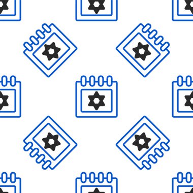 David ikonu yıldızlı çizgi Yahudi takvimi beyaz arka planda kusursuz desen izole etti. Hanuka takvimi günü. Renkli taslak konsepti. Vektör.