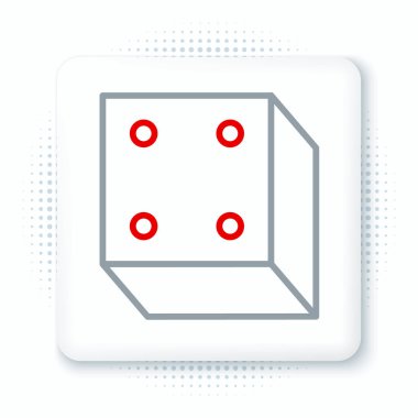 Çizgi Oyun zar simgesi beyaz arkaplanda izole edildi. Kumarhane kumarı. Renkli taslak konsepti. Vektör.