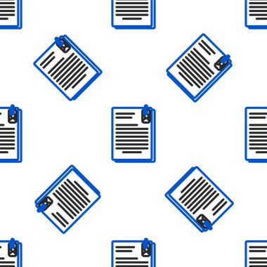 Satır Dosyası belgesi ve ataç simgesi beyaz arkaplanda izole edilmiş pürüzsüz desen. Kontrol listesi simgesi. İş konsepti. Renkli taslak konsepti. Vektör.