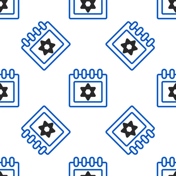 Лінійний Єврейський Календар Зіркою Ікони Давіди Виділив Безшовний Візерунок Білому — стоковий вектор